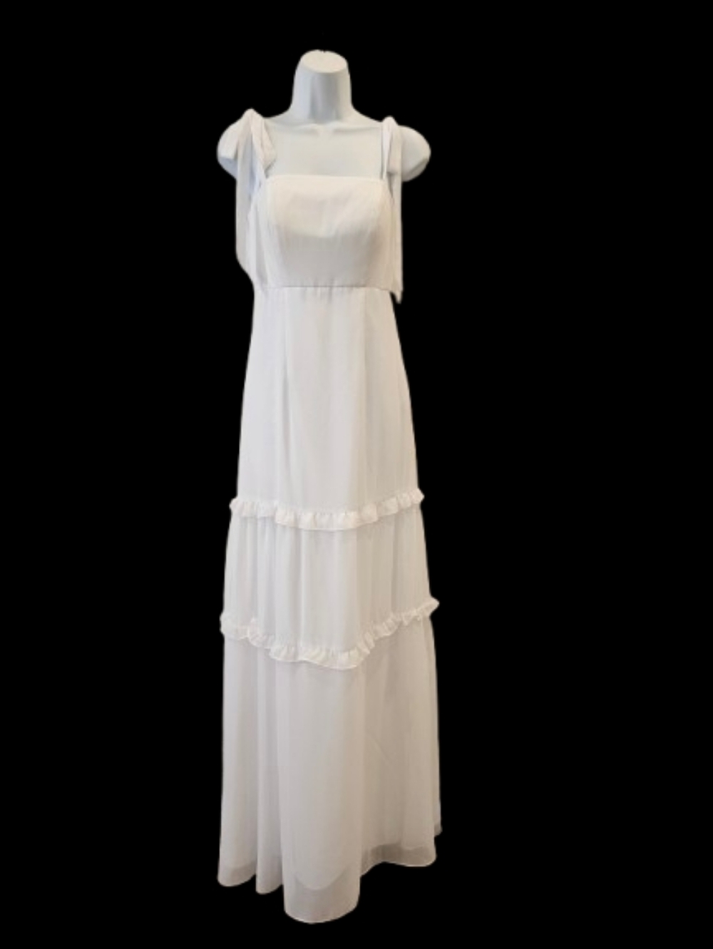 Carlyna White Tiered Maxi Dress NWT Ruffle Straps Boho Bridal Cottagecore XS/US2